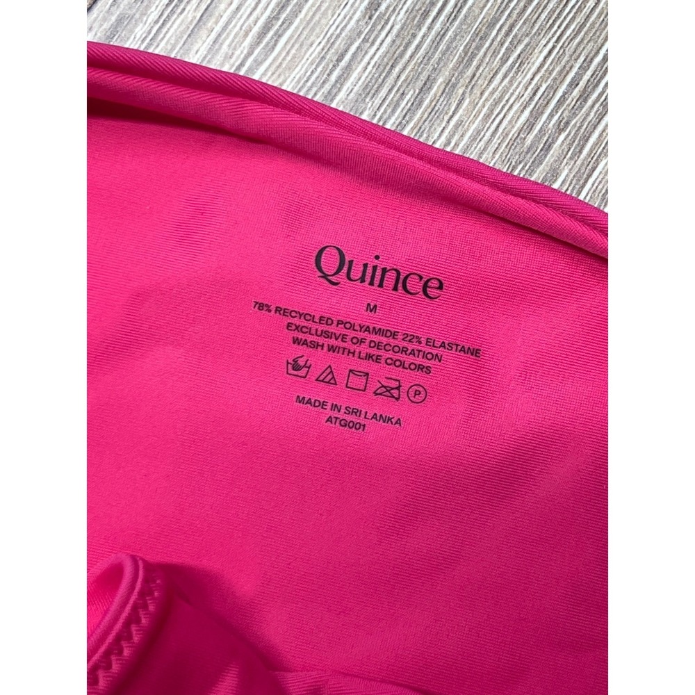 Quince Italian High-Leg Bikini Bottom Hot Pink V-Front Swim Size‎ Medium NEW - Picture 4 of 8